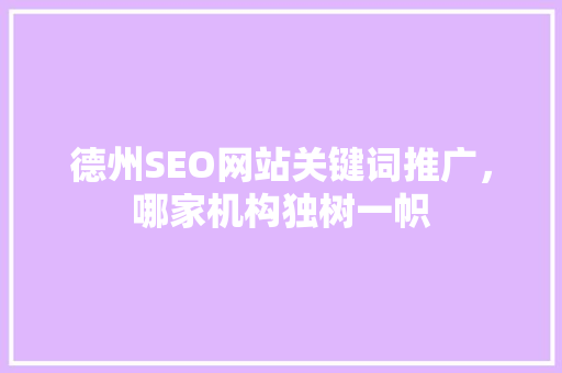 德州SEO网站关键词推广，哪家机构独树一帜 市场营销范文