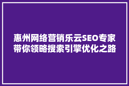 惠州网络营销乐云SEO专家带你领略搜索引擎优化之路