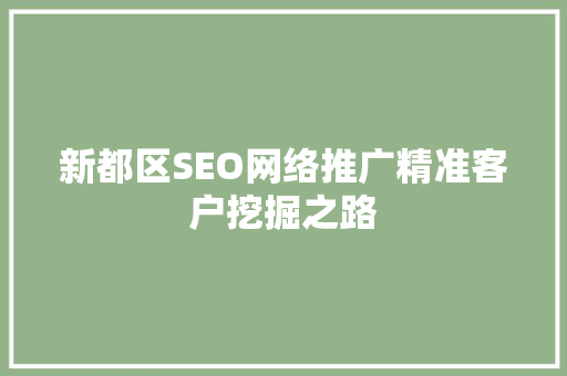 新都区SEO网络推广精准客户挖掘之路