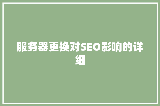 服务器更换对SEO影响的详细