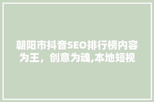 朝阳市抖音SEO排行榜内容为王，创意为魂,本地短视频SEO优化之路