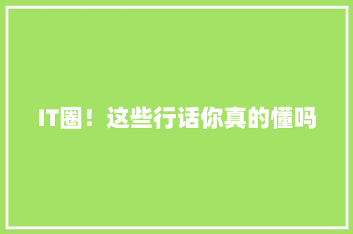 IT圈！这些行话你真的懂吗 项目报告