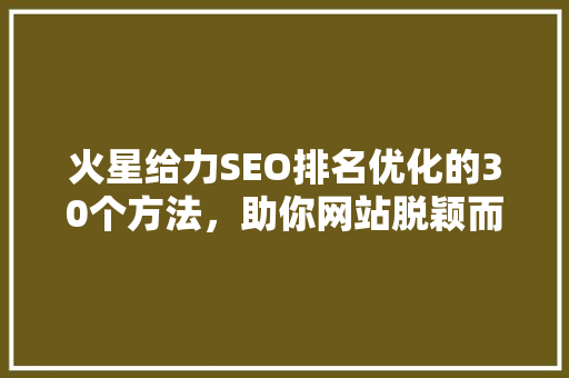 火星给力SEO排名优化的30个方法，助你网站脱颖而出