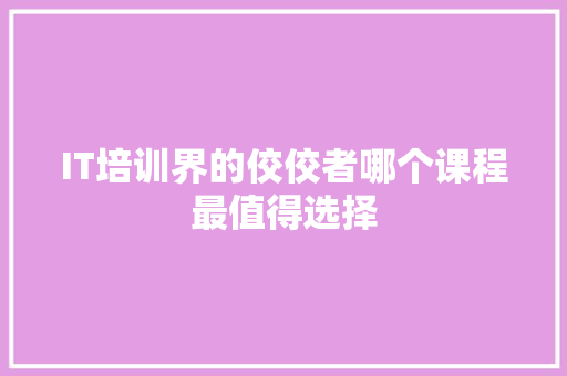 IT培训界的佼佼者哪个课程最值得选择