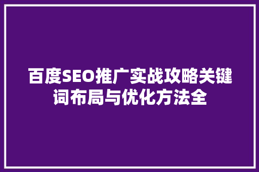 百度SEO推广实战攻略关键词布局与优化方法全