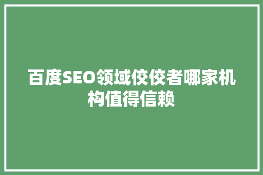 百度SEO领域佼佼者哪家机构值得信赖