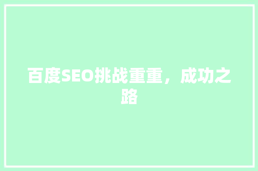 百度SEO挑战重重，成功之路