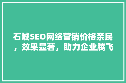 石城SEO网络营销价格亲民，效果显著，助力企业腾飞