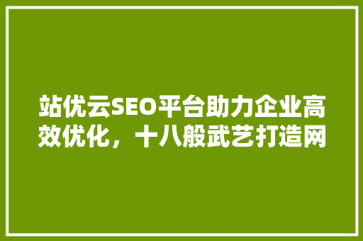 站优云SEO平台助力企业高效优化，十八般武艺打造网站佳绩