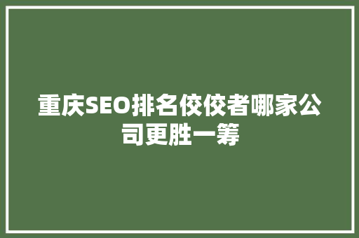 重庆SEO排名佼佼者哪家公司更胜一筹