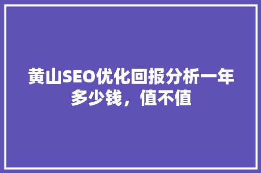 黄山SEO优化回报分析一年多少钱，值不值