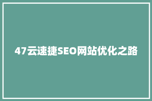 47云速捷SEO网站优化之路