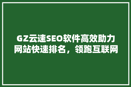 GZ云速SEO软件高效助力网站快速排名，领跑互联网时代