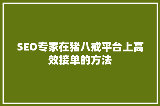SEO专家在猪八戒平台上高效接单的方法