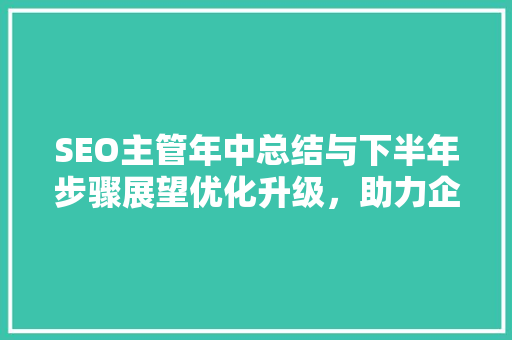 SEO主管年中总结与下半年步骤展望优化升级，助力企业腾飞