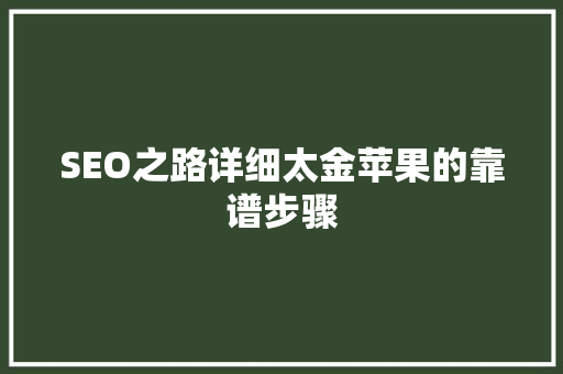 SEO之路详细太金苹果的靠谱步骤