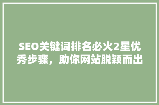 SEO关键词排名必火2星优秀步骤，助你网站脱颖而出