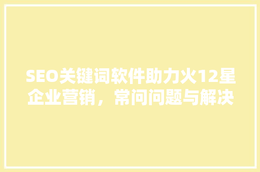 SEO关键词软件助力火12星企业营销，常问问题与解决方法