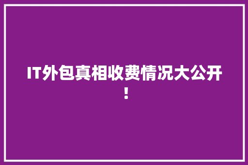 IT外包真相收费情况大公开！ 商务信函