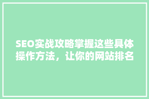 SEO实战攻略掌握这些具体操作方法，让你的网站排名飙升