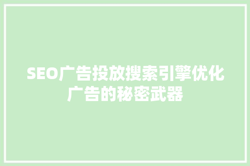 SEO广告投放搜索引擎优化广告的秘密武器