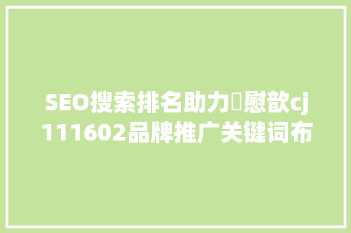 SEO搜索排名助力拁慰歆cj111602品牌推广关键词布局与步骤