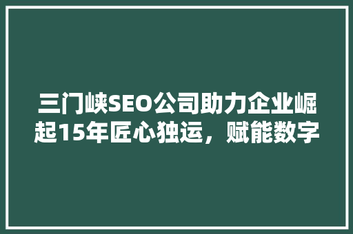 三门峡SEO公司助力企业崛起15年匠心独运，赋能数字营销新篇章