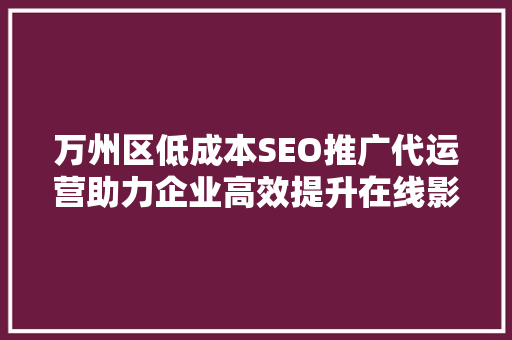 万州区低成本SEO推广代运营助力企业高效提升在线影响力