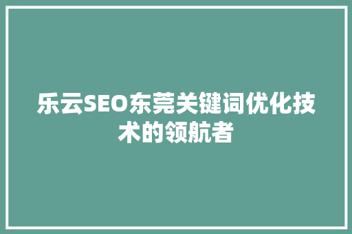 乐云SEO东莞关键词优化技术的领航者