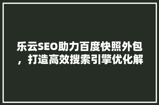乐云SEO助力百度快照外包，打造高效搜索引擎优化解决方法