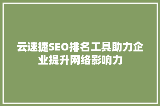 云速捷SEO排名工具助力企业提升网络影响力