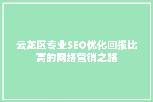 云龙区专业SEO优化回报比高的网络营销之路
