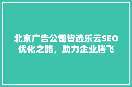 北京广告公司皆选乐云SEO优化之路，助力企业腾飞