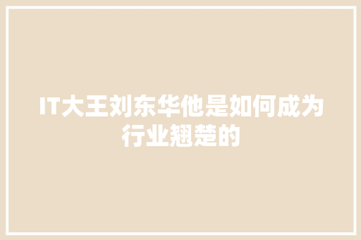 IT大王刘东华他是如何成为行业翘楚的