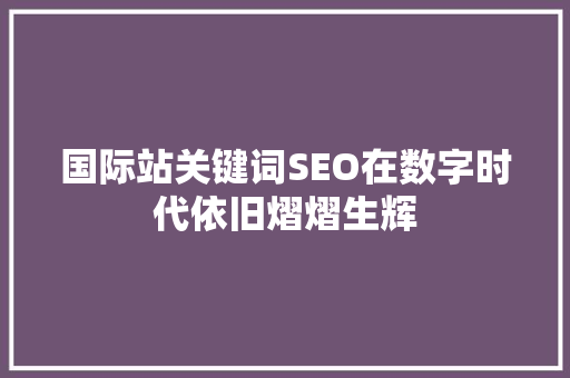 国际站关键词SEO在数字时代依旧熠熠生辉