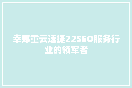 幸郑重云速捷22SEO服务行业的领军者