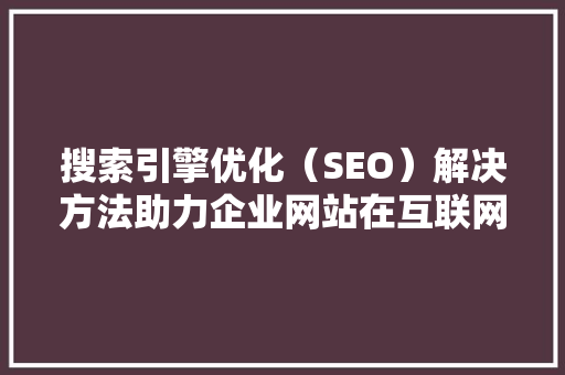 搜索引擎优化（SEO）解决方法助力企业网站在互联网浪潮中脱颖而出