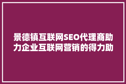 景德镇互联网SEO代理商助力企业互联网营销的得力助手