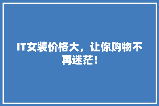 IT女装价格大，让你购物不再迷茫！