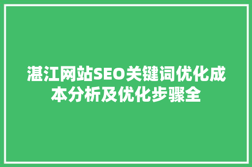 湛江网站SEO关键词优化成本分析及优化步骤全