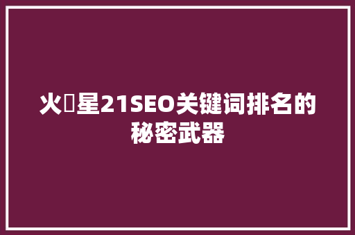 火亅星21SEO关键词排名的秘密武器