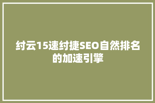 纣云15速纣捷SEO自然排名的加速引擎
