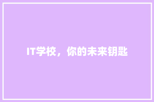 IT学校，你的未来钥匙 市场营销范文