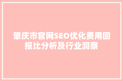肇庆市官网SEO优化费用回报比分析及行业洞察