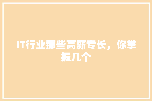 IT行业那些高薪专长，你掌握几个 网站建设