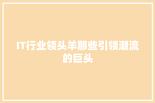 IT行业领头羊那些引领潮流的巨头 后端技术