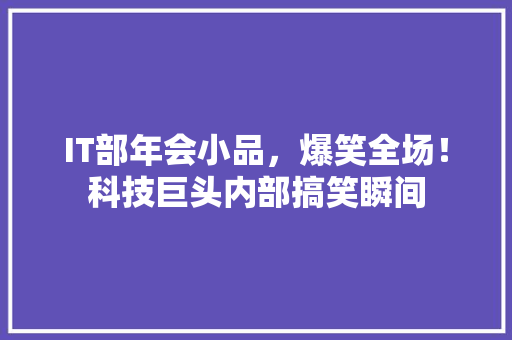 IT部年会小品，爆笑全场！科技巨头内部搞笑瞬间 商务信函