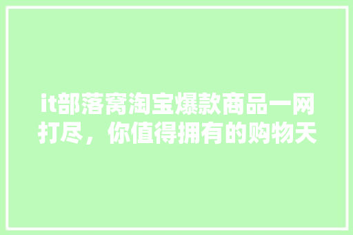 it部落窝淘宝爆款商品一网打尽，你值得拥有的购物天堂！ 项目报告