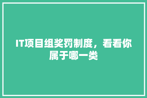 IT项目组奖罚制度，看看你属于哪一类 缓存Redis