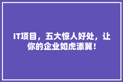 IT项目，五大惊人好处，让你的企业如虎添翼！
